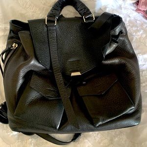 All saints leather black backpack